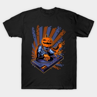 Halloween Pumpkin Head Dj T-Shirt